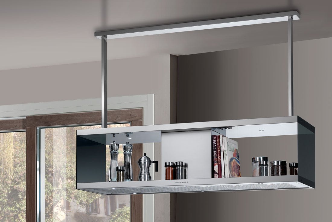 Airone E - 001 - ROSSINI eiland model - 100 cm - RVS - interne motor - recirculatie - afzuigkapSpecialist.nl