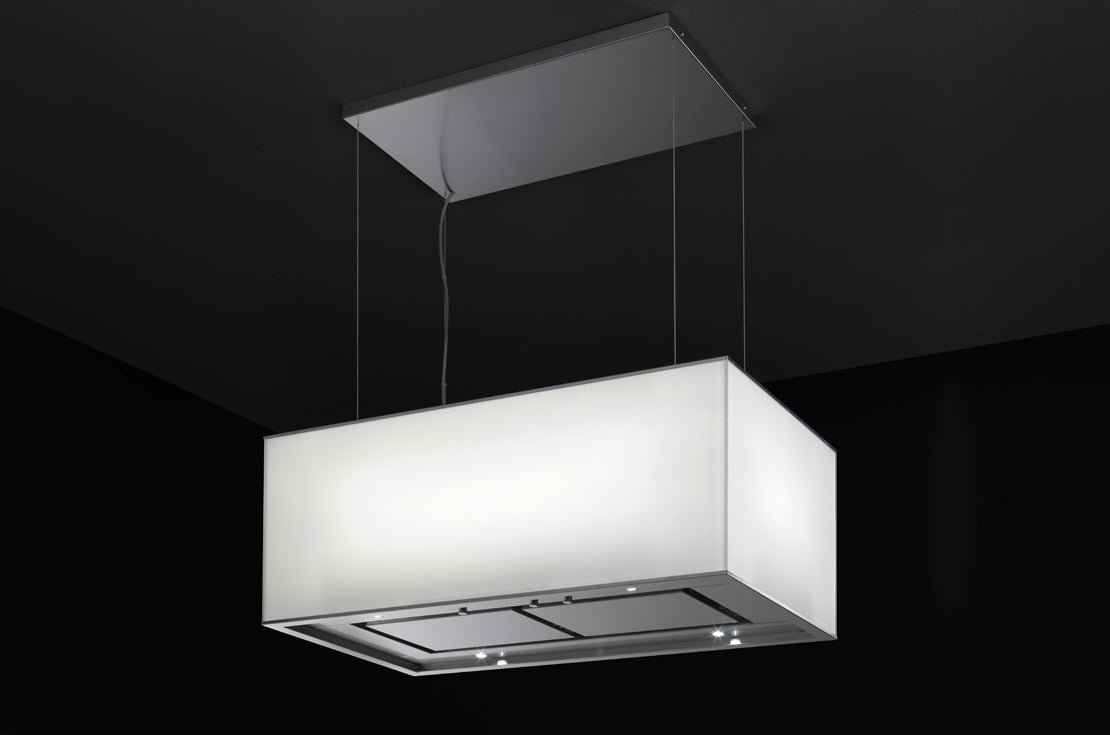 Airone E - 001 - TURANDOT eiland model - 60 cm - wit glas - interne motor - recirculatie - afzuigkapSpecialist.nl