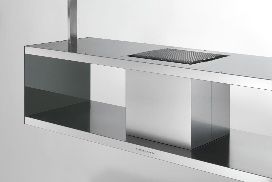 Airone E - 002 - ROSSINI eiland model - 150 cm - RVS - interne motor - recirculatie - afzuigkapSpecialist.nl