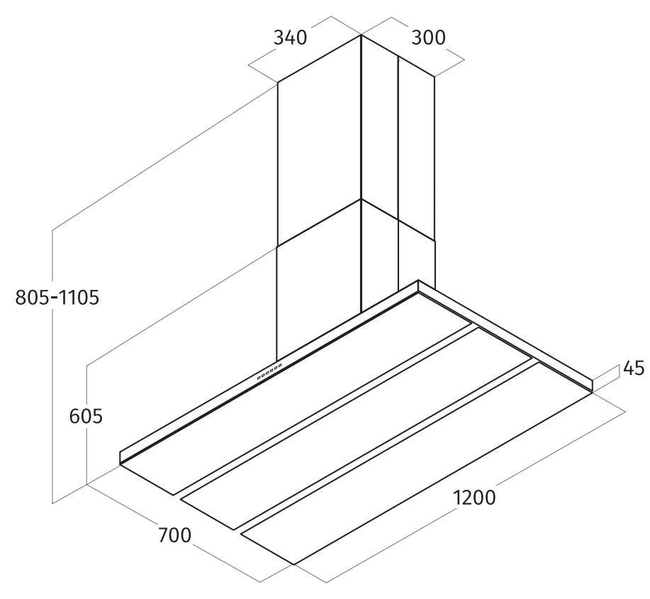 Airone E - 003 - VERDI eiland model - 120 cm - antraciet - interne motor - afzuigkapSpecialist.nl