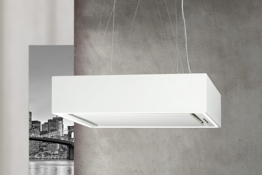 Airone E - 006 - BELLINI eiland model - 90 cm - wit - interne motor - recirculatie - afzuigkapSpecialist.nl