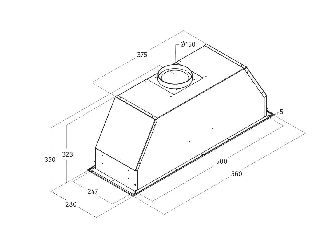 Airone I - 001 - CARUSO inbouwunit - 56 cm - RVS - interne motor - afzuigkapSpecialist.nl