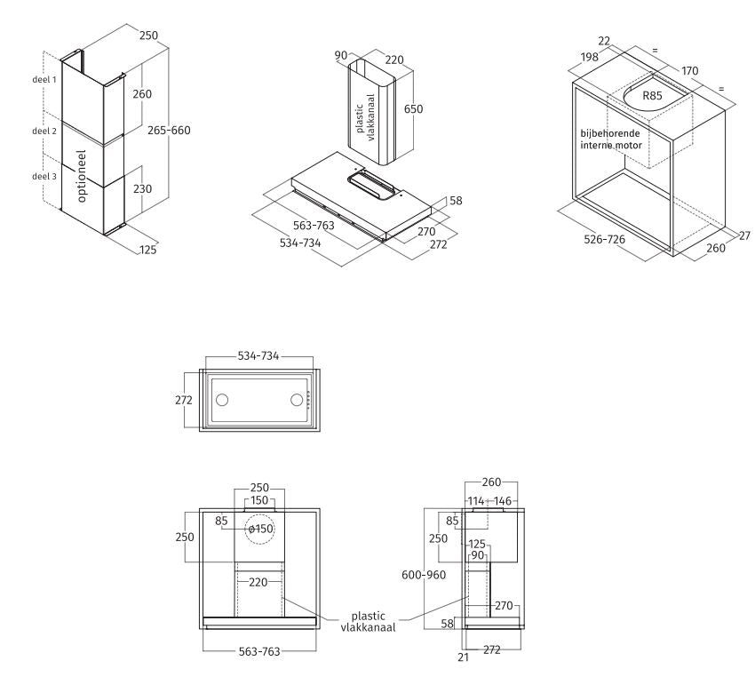 Airone I - 002 - AIDA inbouwunit - 56 cm - RVS - glas - interne motor - afzuigkapSpecialist.nl
