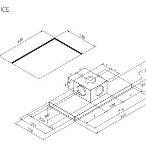 Airone P - 005 - FENICE plafond unit - 120 cm - RVS - wit glas - motorloos - afzuigkapSpecialist.nl