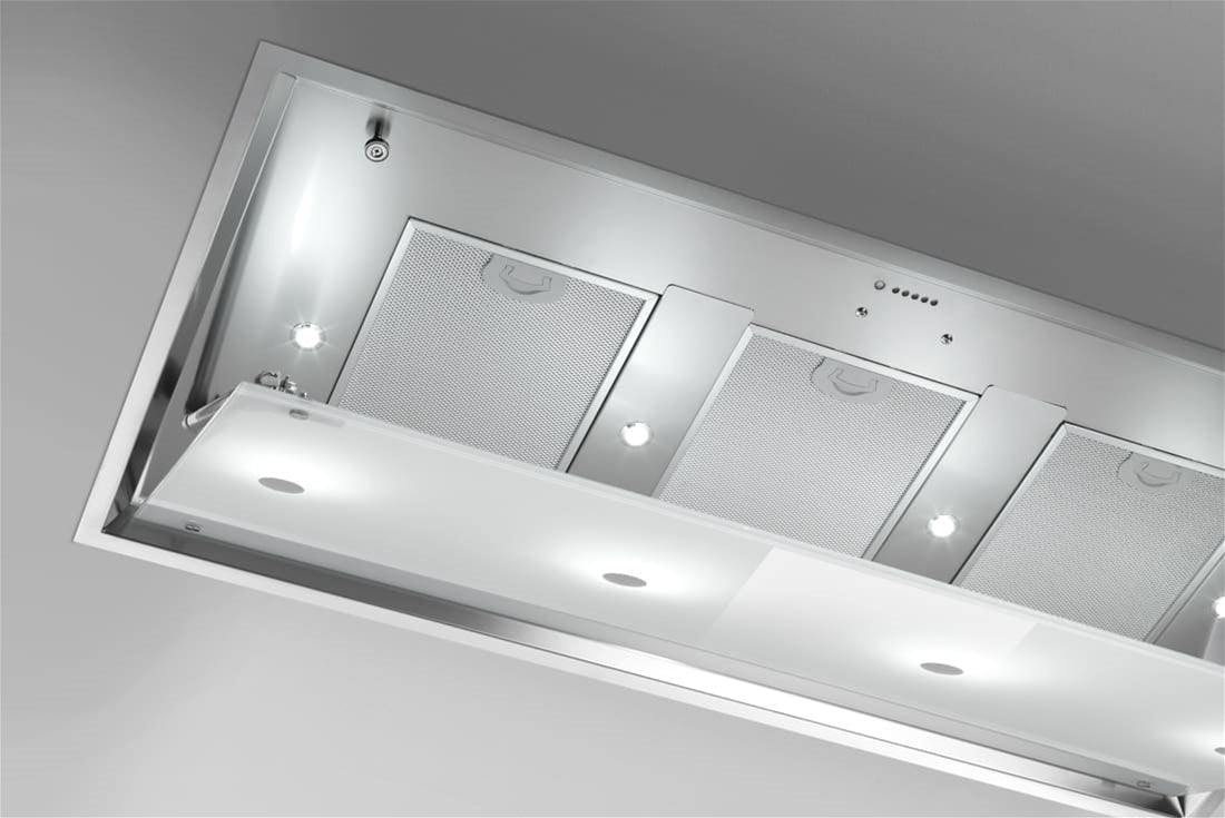 Airone P - 005 - FENICE plafond unit - 120 cm - RVS - wit glas - motorloos - afzuigkapSpecialist.nl