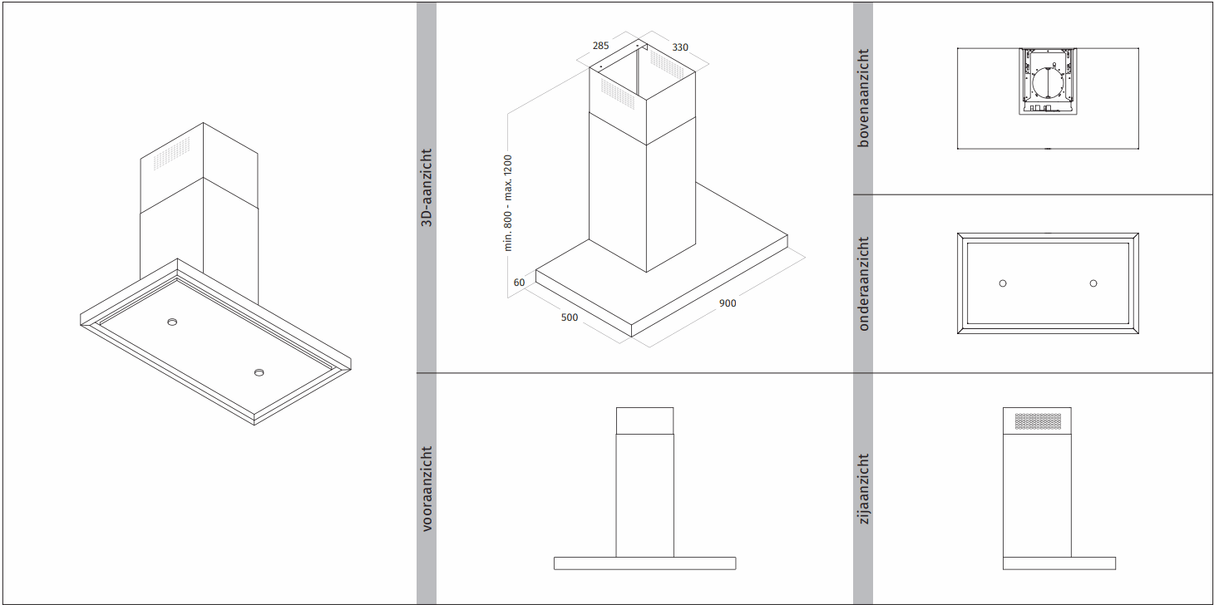 Wave RVS wandafzuigkap 90 cm met modern design en krachtige luchtcirculatie voor uw keuken