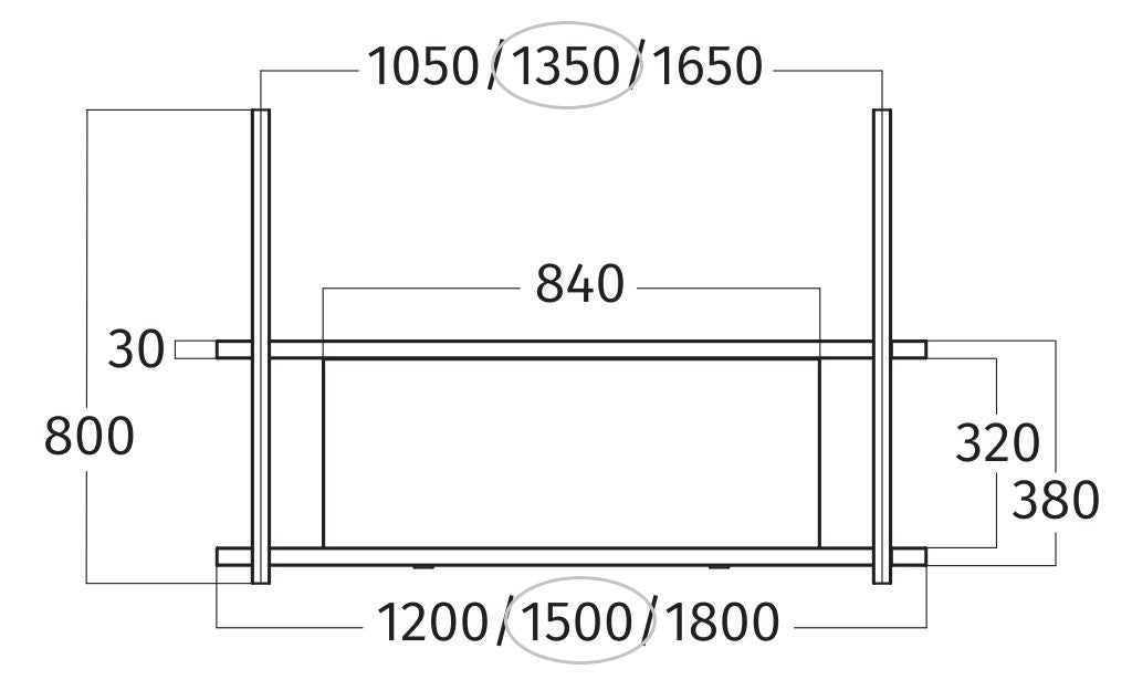 Wave 1052.23 FRAME midden - 150 cm wandmodel kleur naar keuze - mat/glanzend - 4 x 4,2 W dimbare LED 2700 Kelvin - afzuigkapSpecialist.nl
