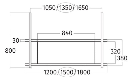 Wave 1052.23 FRAME midden - 150 cm wandmodel kleur naar keuze - mat/glanzend - 4 x 4,2 W dimbare LED 2700 Kelvin - afzuigkapSpecialist.nl