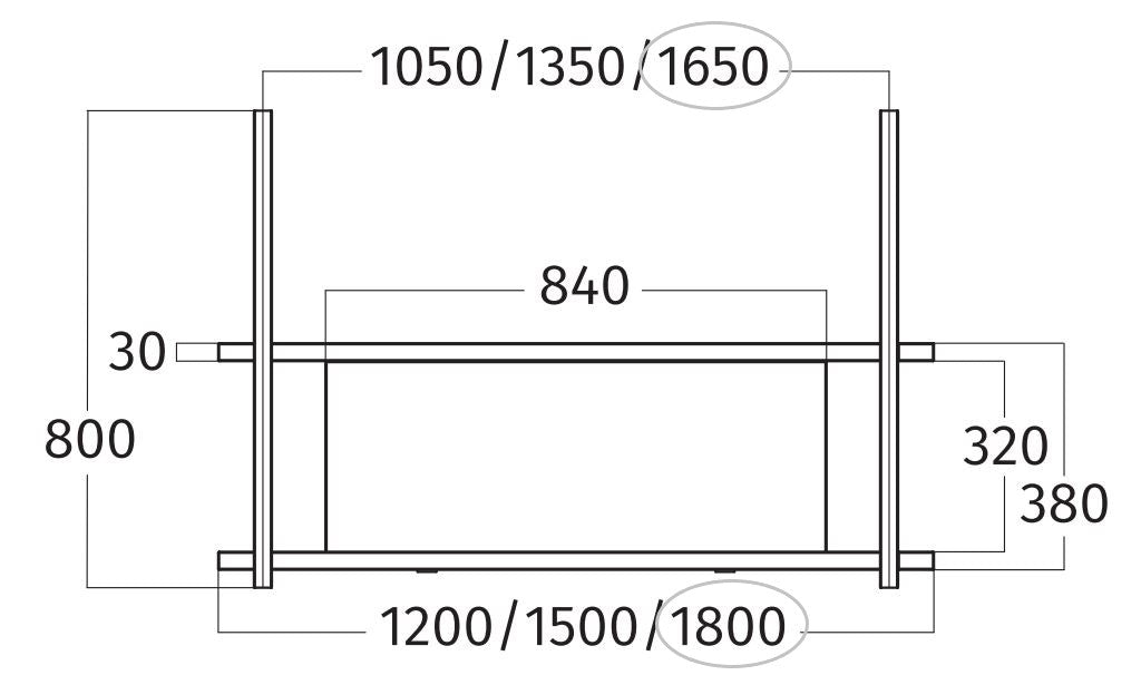 Wave 1052.25 FRAME midden - 180 cm wandmodel kleur naar keuze - mat/glanzend - 4 x 4,2 W dimbare LED 2700 Kelvin - afzuigkapSpecialist.nl