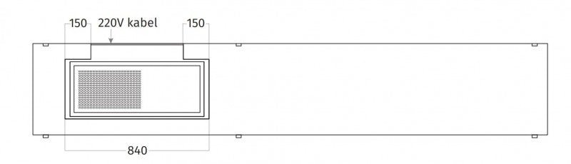 Wave 1055.25 FRAME links - 300 cm wandafzuigkap kleur naar keuze - mat/glanzend - interne motor - LED verlichting - afzuigkapSpecialist.nl