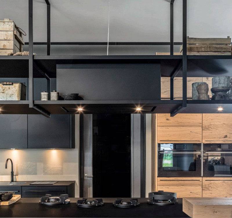 Wave 1057.22 FRAME midden - 270 cm wandafzuigkap zwart - RAL 9017 mat - interne motor - LED verlichting - afzuigkapSpecialist.nl