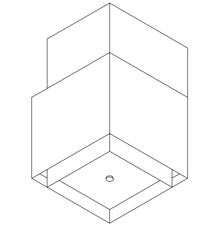 Wave 1126.402 SQUARE X - wandschouw 50 cm - 2 kleuren naar keuze - interne motor - LED - afzuigkapSpecialist.nl
