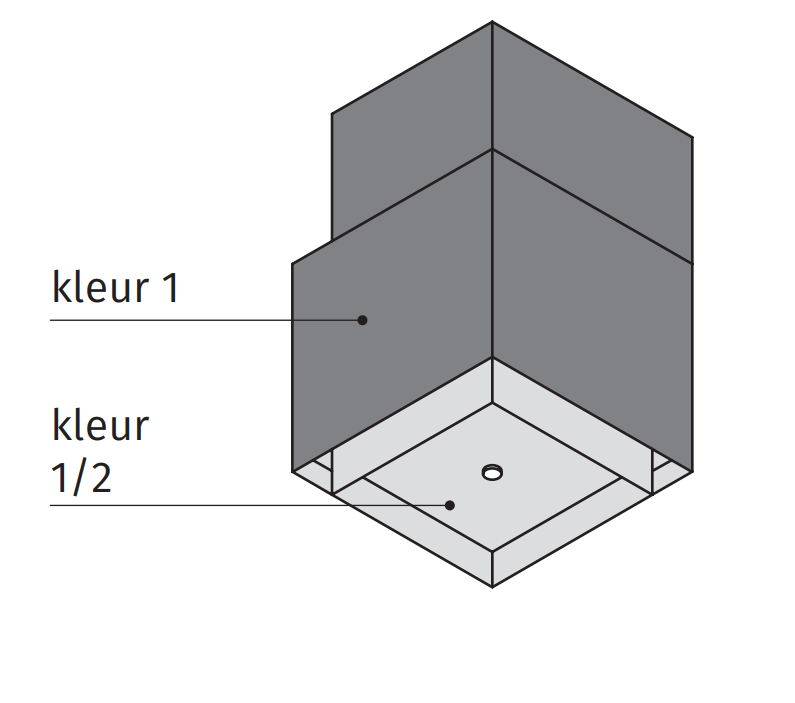 Wave 1126.402 SQUARE X - wandschouw 50 cm - 2 kleuren naar keuze - interne motor - LED - afzuigkapSpecialist.nl