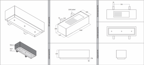Wave 1130.406 LINE X - wandschouw 130 cm geschikt voor lederen bekleding - 1 kleur naar keuze - interne motor - LED verlichting - afzuigkapSpecialist.nl