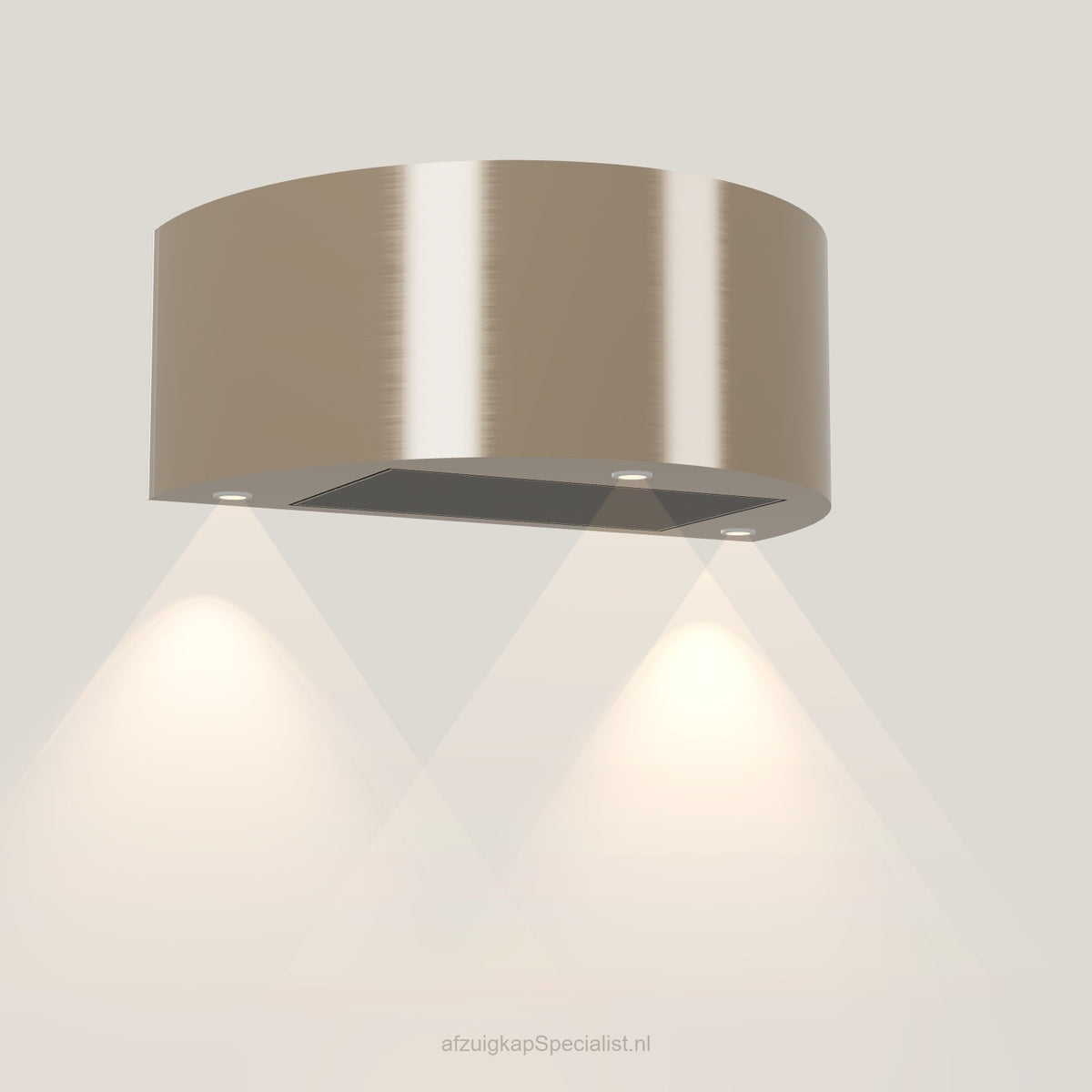 Wave 1620.601 CYLINDER wandafzuigkap 90 cm in Satin Bronze, met verlichting aan
