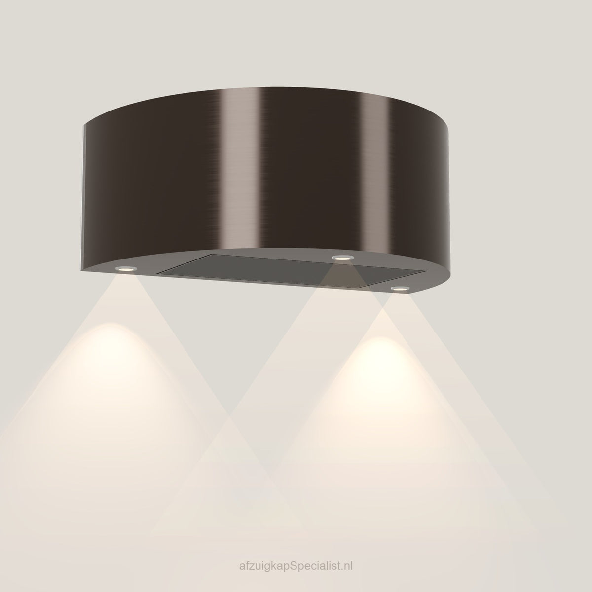 Wave 1620.603 CYLINDER wandafzuigkap 90 cm in Anodic Brown, met verlichting aan