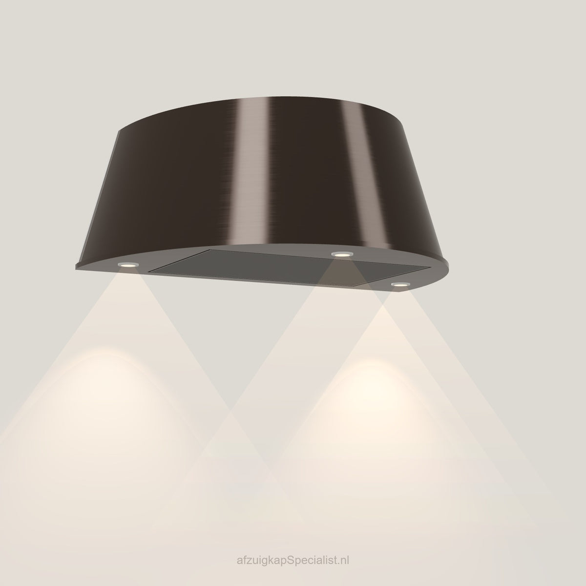 Wave 1627.603 TAPS wandafzuigkap 90 cm in Anodic Brown, uitvoering geschikt voor leder, met verlichting aan