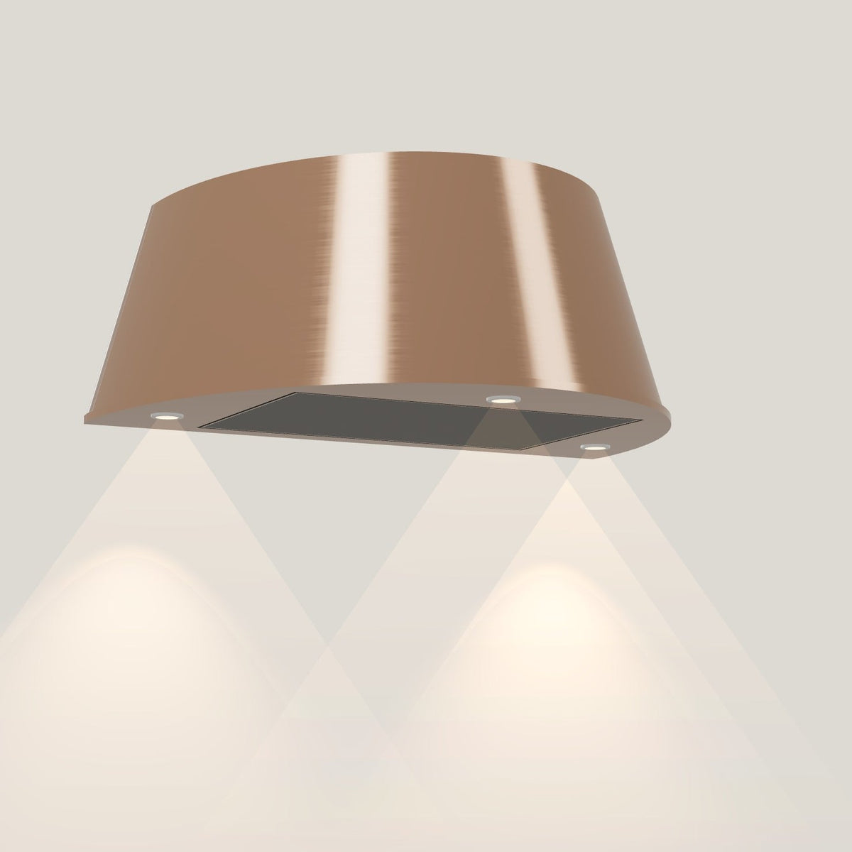 Wave 1627.606 TAPS wandafzuigkap 90 cm in Rose Copper, uitvoering geschikt voor leder, met verlichting aan