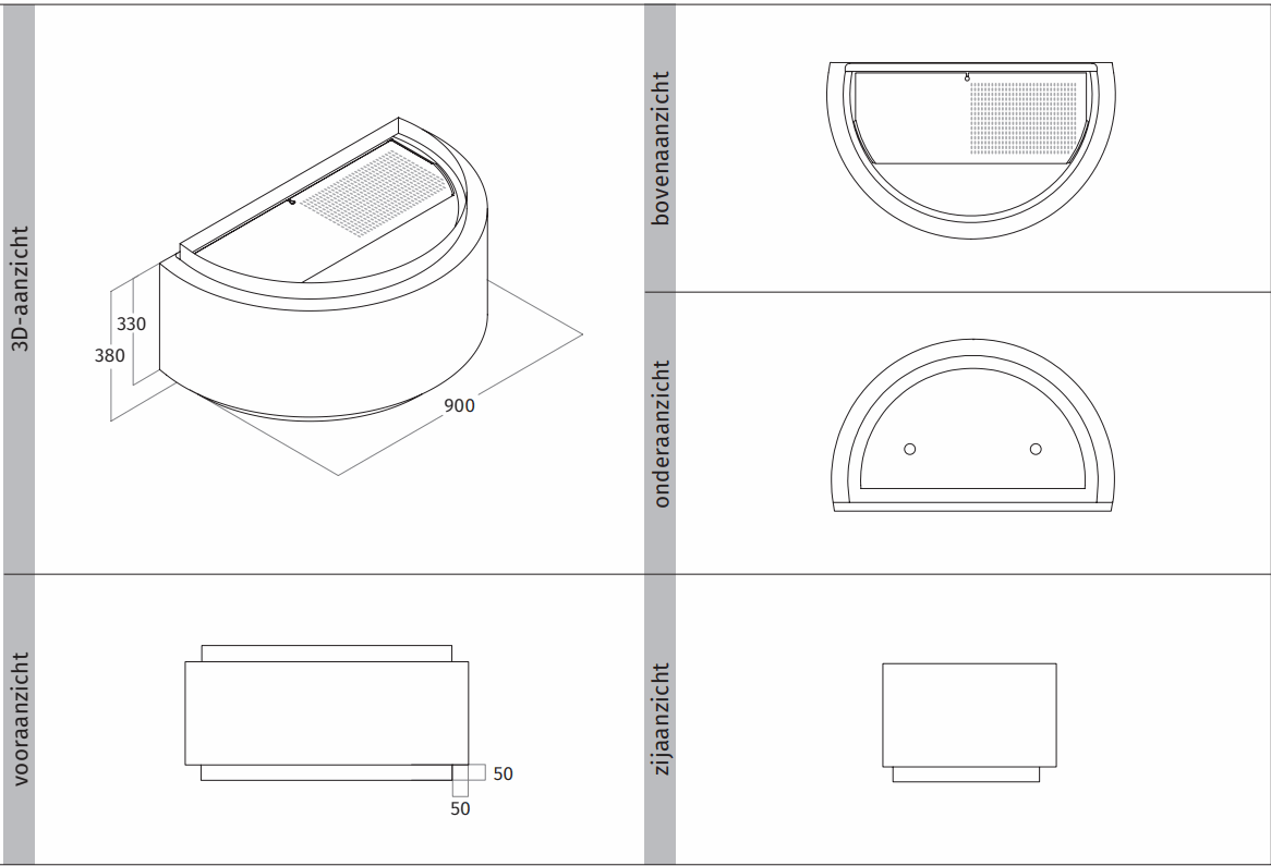 Wave 1640.403 GLOBAL wandafzuigkap 90 cm - geschikt voor lederen bekleding - 1 kleur naar keuze - interne motor recirculatie - LED - afzuigkapSpecialist.nl