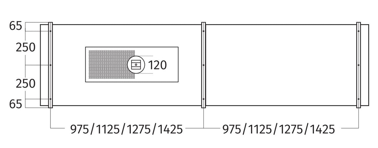 Wave 2053.01 FRAME links - 240 cm eilandmodel RVS - 4 x 4,2 W dimbare LED 2700 Kelvin - afzuigkapSpecialist.nl