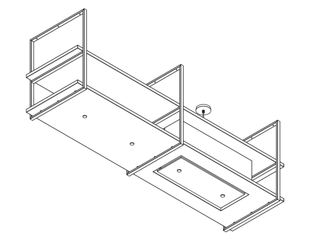 Wave 2054.02 FRAME eilandafzuigkap 270 cm in RVS, afzuigunit rechts, met interne motor en dimbare LED-verlichting