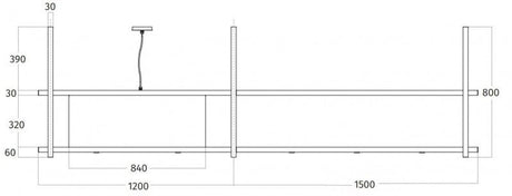 Wave 2055.22 FRAME links - 270 cm eilandafzuigkap zwart - RAL 9017 mat - interne motor - LED verlichting - afzuigkapSpecialist.nl