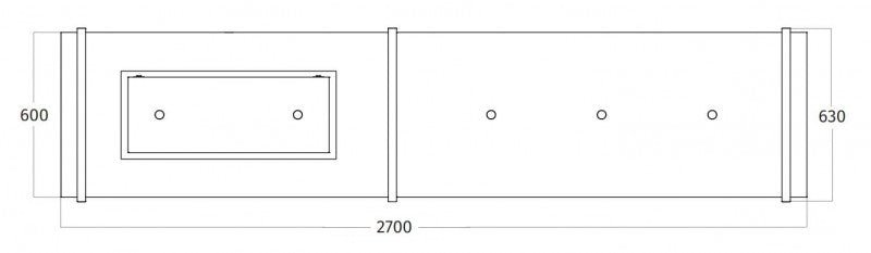Wave 2055.22 FRAME links - 270 cm eilandafzuigkap zwart - RAL 9017 mat - interne motor - LED verlichting - afzuigkapSpecialist.nl