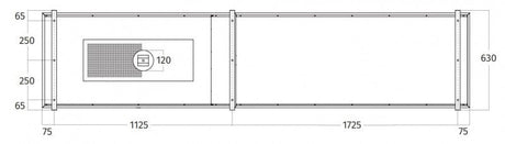 Wave 2055.25 FRAME links - 300 cm eilandafzuigkap kleur naar keuze - mat/glanzend - interne motor - LED verlichting - afzuigkapSpecialist.nl