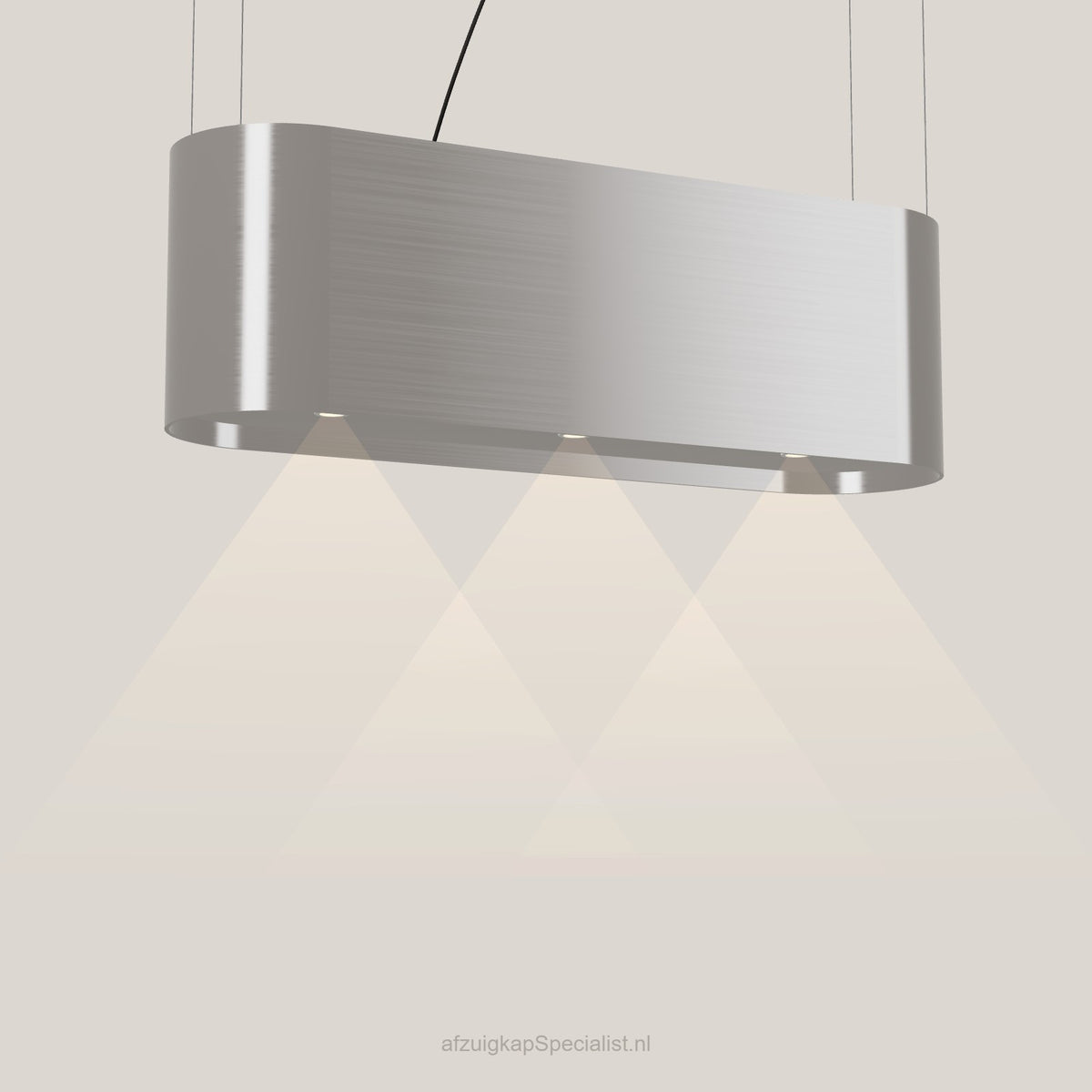 Wave 2119.602 OVAL eilandafzuigkap 120 cm in Pearl Grey, met verlichting aan