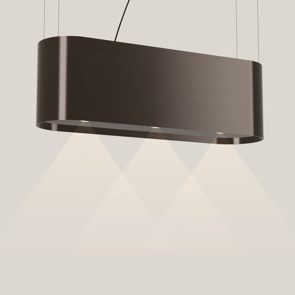 Wave 2119.603 OVAL eilandafzuigkap 120 cm in Anodic Brown, met verlichting aan