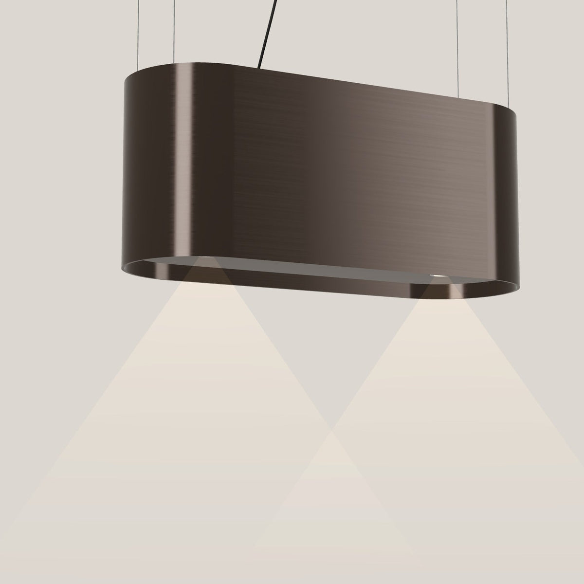 Wave 2119.603 OVAL eilandafzuigkap 90 cm in Anodic Brown, met verlichting aan