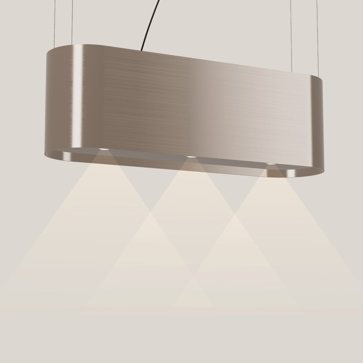 Wave 2119.605 OVAL eilandafzuigkap 120 cm in Champagne Gold, met verlichting aan