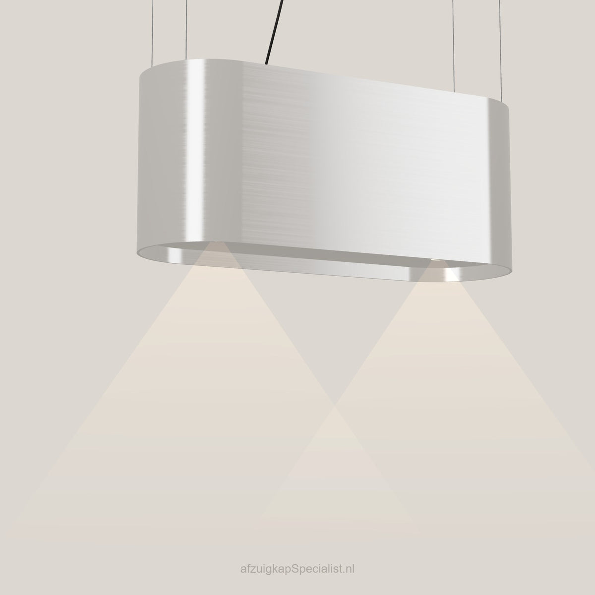 Wave 2119.607 OVAL eilandafzuigkap 90 cm in Ivory Greige, met verlichting aan