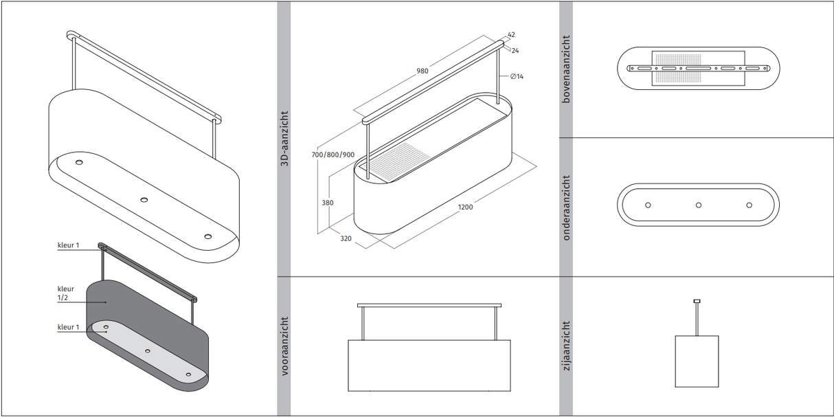 Wave 2119.406 OVAL - 120 cm eilandafzuigkap - geschikt voor lederen bekleding - 1 kleur naar keuze - interne motor - LED verlichting - afzuigkapSpecialist.nl
