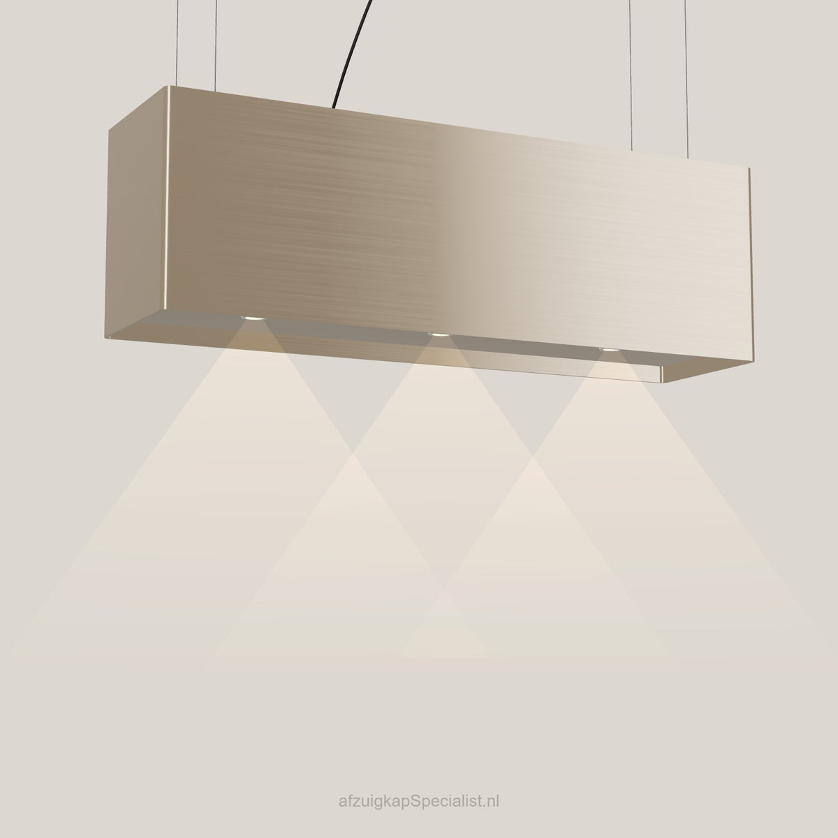 Wave 2120.601 LINE eilandafzuigkap 120 cm in Satin Bronze, met verlichting aan