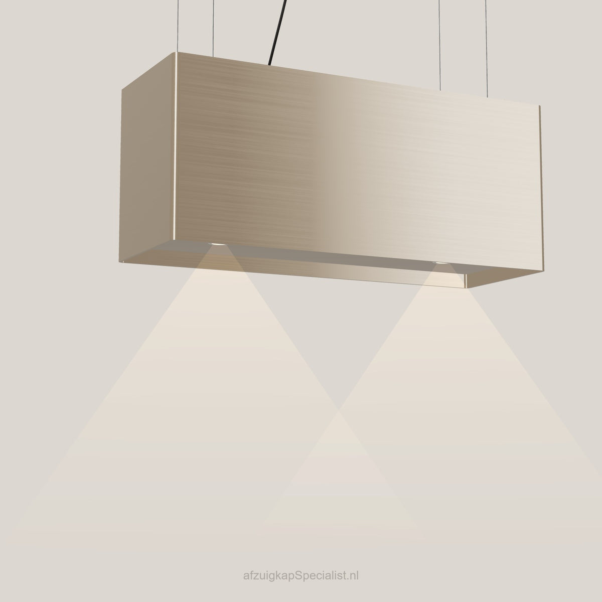 Wave 2120.601 LINE eilandafzuigkap 90 cm in Satin Bronze, met verlichting aan