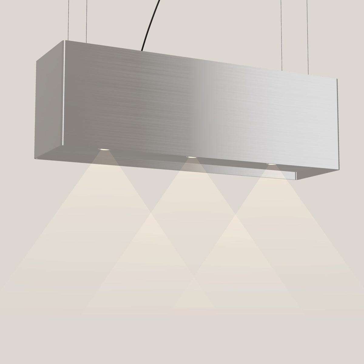 Wave 2120.602 LINE eilandafzuigkap 120 cm in Pearl Grey, met verlichting aan