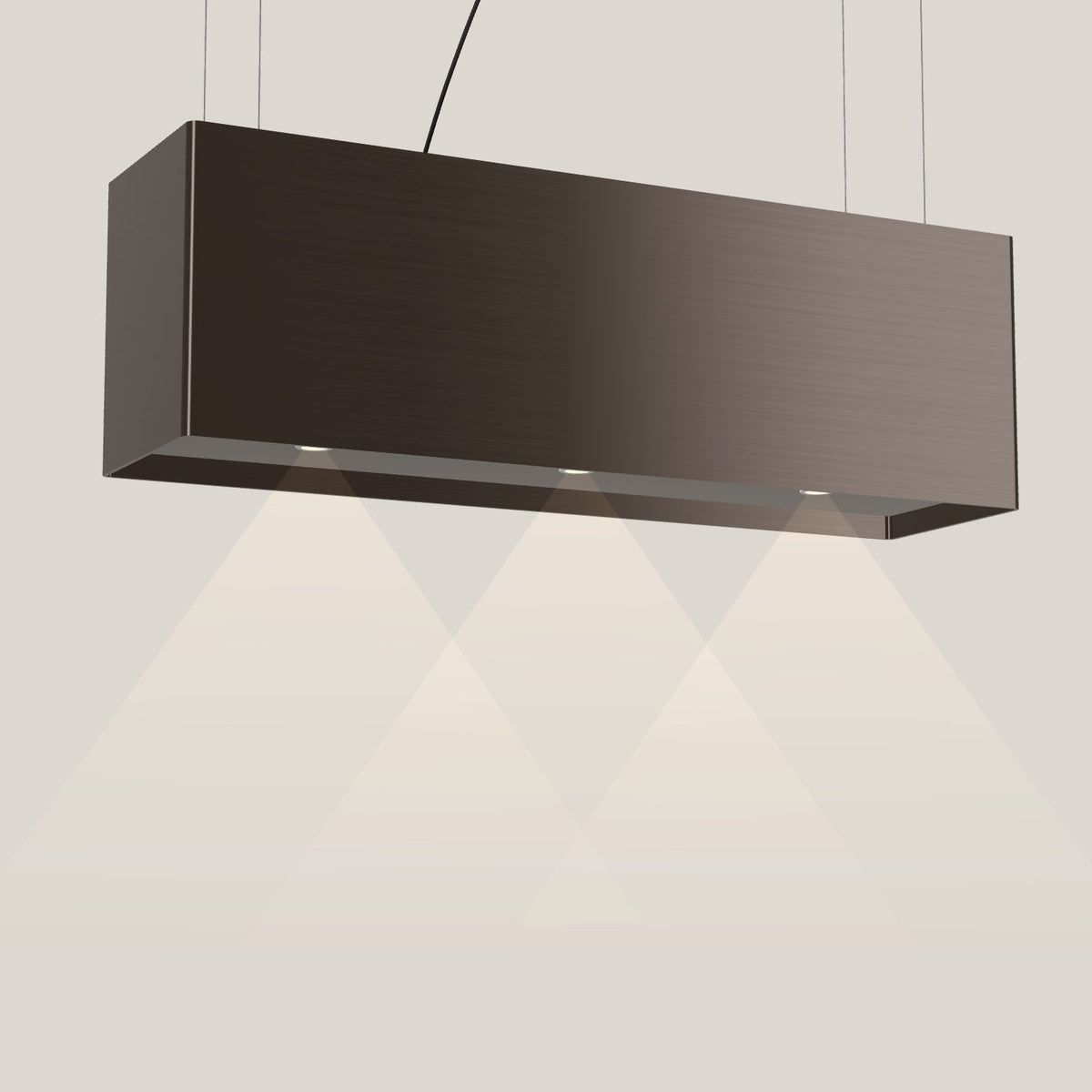 Wave 2120.603 LINE eilandafzuigkap 120 cm in Anodic Brown, met verlichting aan