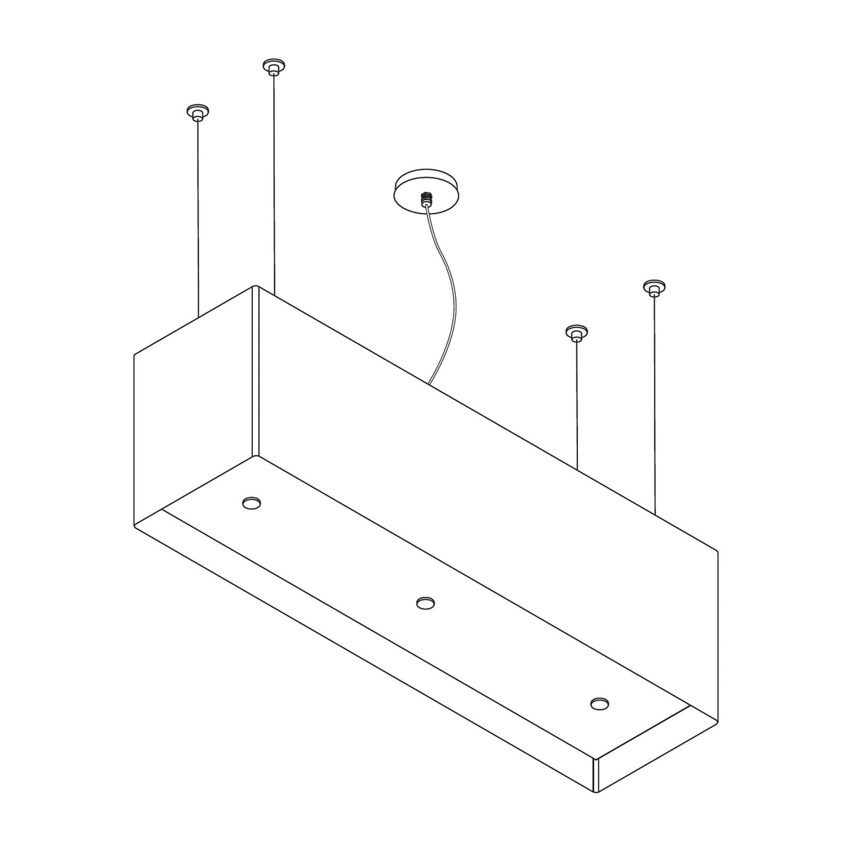 Wave 2120 LINE eilandafzuigkap 120 cm - technische tekening met kabelophanging