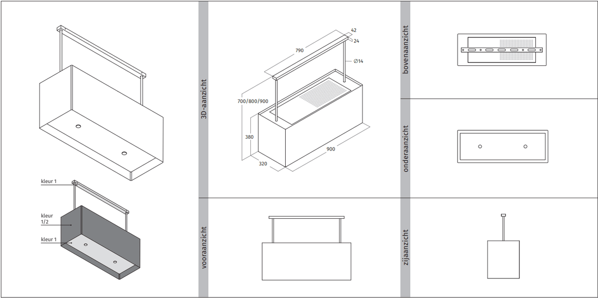 Wave 2120.403 LINE - eilandafzuigkap 90 cm - recirculatie - geschikt voor lederen bekleding - 1 kleur naar keuze - LED verlichting - afzuigkapSpecialist.nl