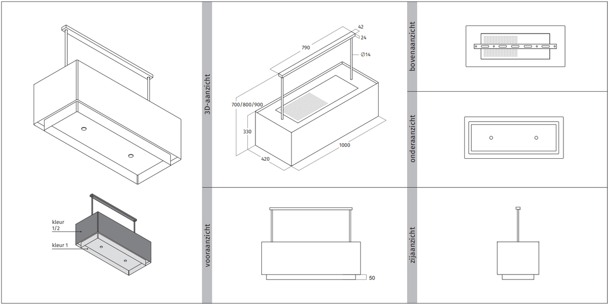 Wave 2130.403 LINE X - 100 cm eilandafzuigkap geschikt voor lederen bekleding - 1 kleur naar keuze - interne motor - LED verlichting - afzuigkapSpecialist.nl
