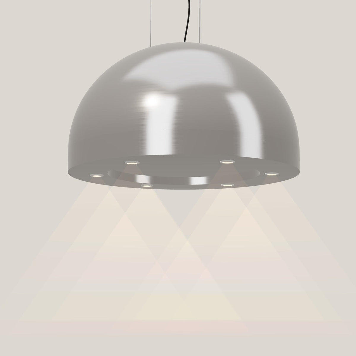 Wave 2176.602 SPHERE eilandafzuigkap Ø 82 cm in Pearl Grey, met verlichting aan