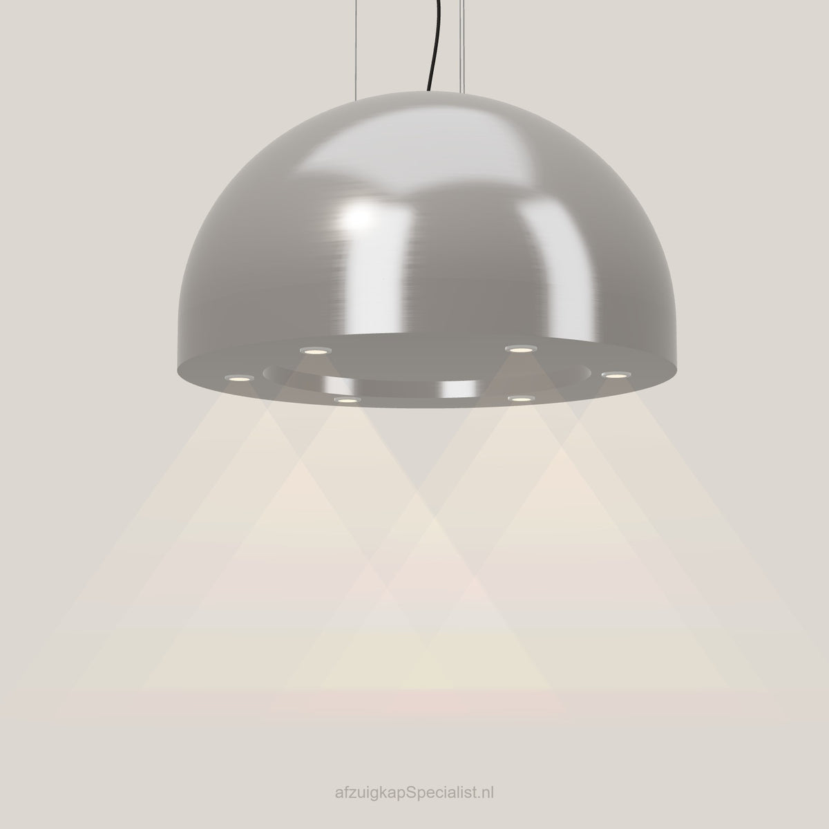 Wave 2176.602 SPHERE eilandafzuigkap Ø 82 cm in Pearl Grey, met verlichting aan