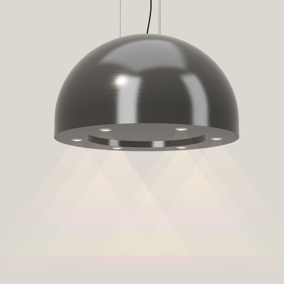 Wave 2176.604 SPHERE eilandafzuigkap Ø 82 cm in Smoked Silver, met verlichting aan