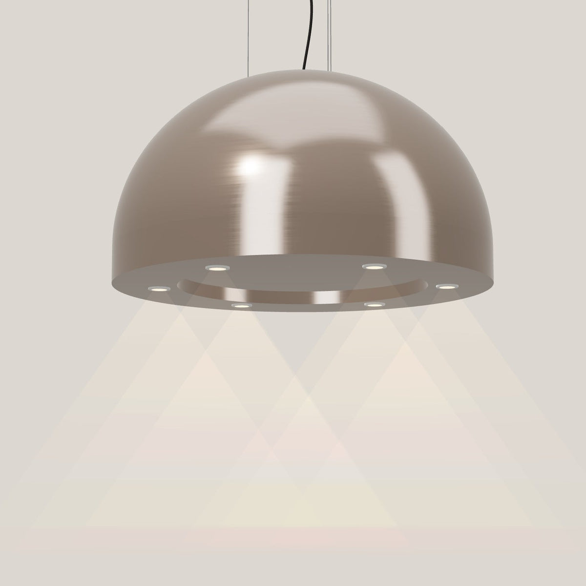 Wave 2176.605 SPHERE eilandafzuigkap Ø 82 cm in Champagne Gold, met verlichting aan