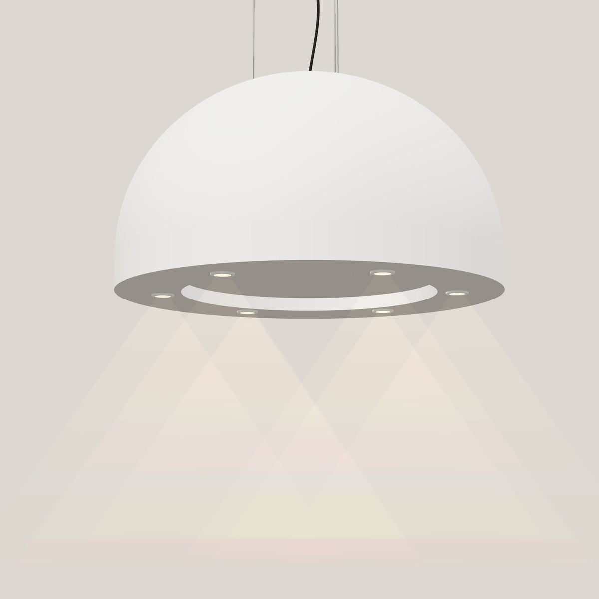 Wave 2176 SPHERE eilandafzuigkap Ø 82 cm in wit, met verlichting aan