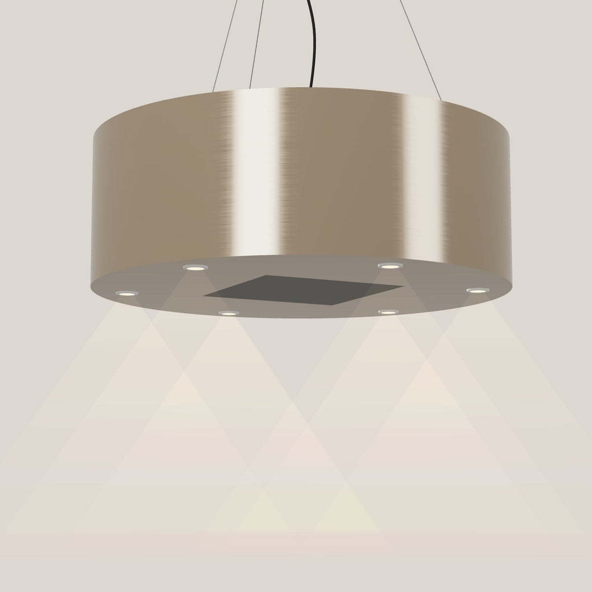 Wave 2605.601 BASE eilandafzuigkap Ø 90 cm in Satin Bronze, met verlichting aan