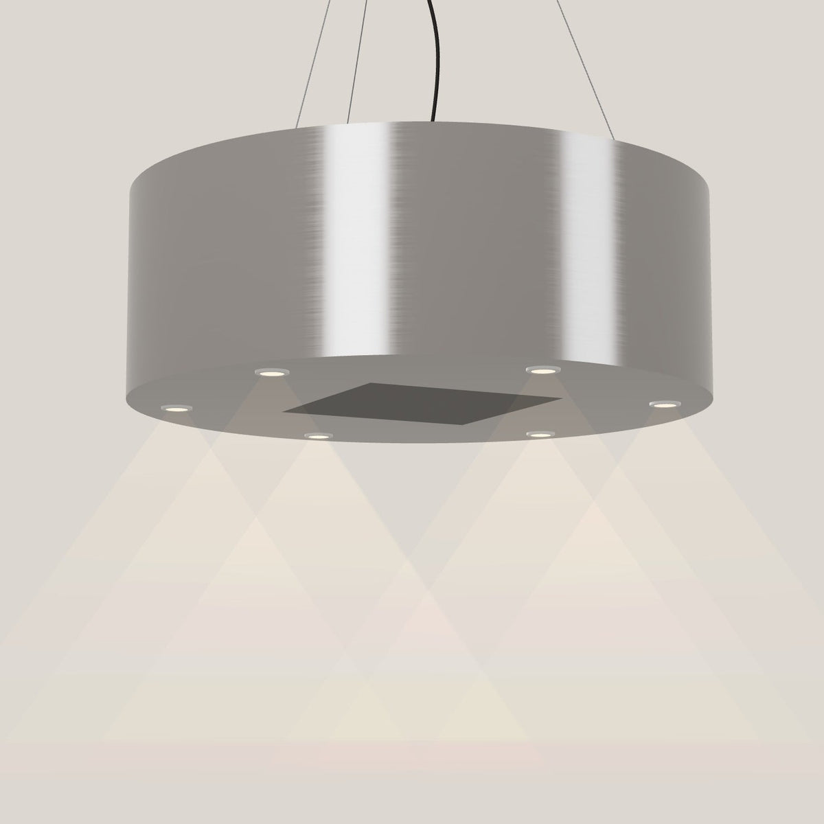 Wave 2605.602 BASE eilandafzuigkap Ø 90 cm in Pearl Grey, met verlichting aan
