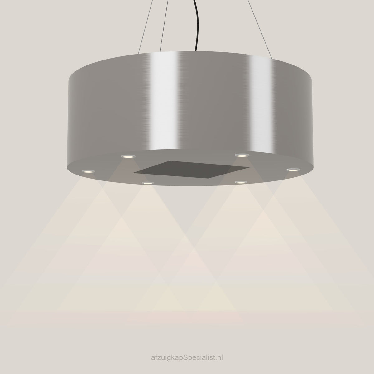 Wave 2605.602 BASE eilandafzuigkap Ø 90 cm in Pearl Grey, met verlichting aan