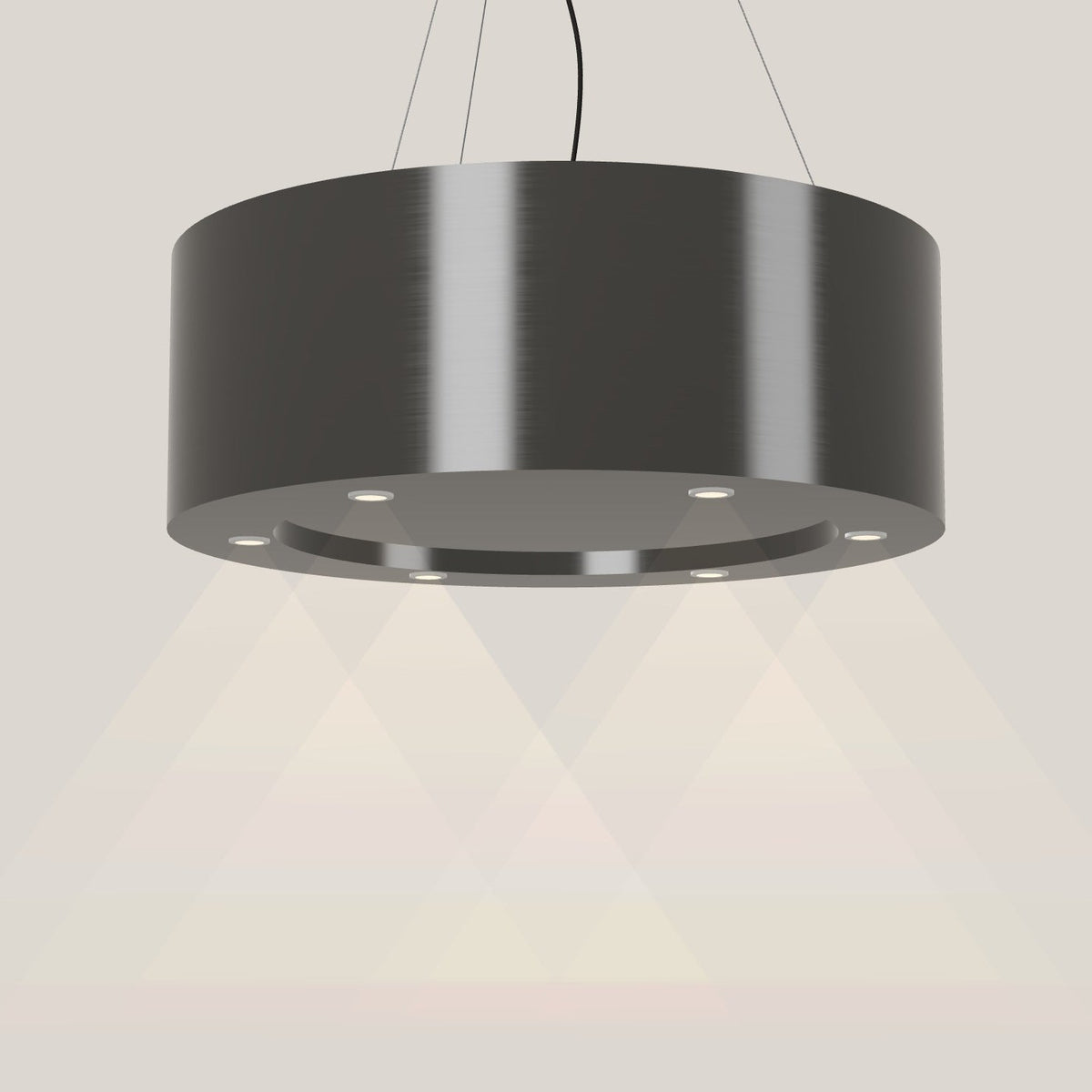 Wave 2620.604 CIRCO eilandafzuigkap Ø 90 cm in Smoked Silver, met verlichting aan